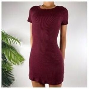 Brandy Melville Maroon Short Sleeve Ribbed Bodycon Mini T-Shirt Dress / OS